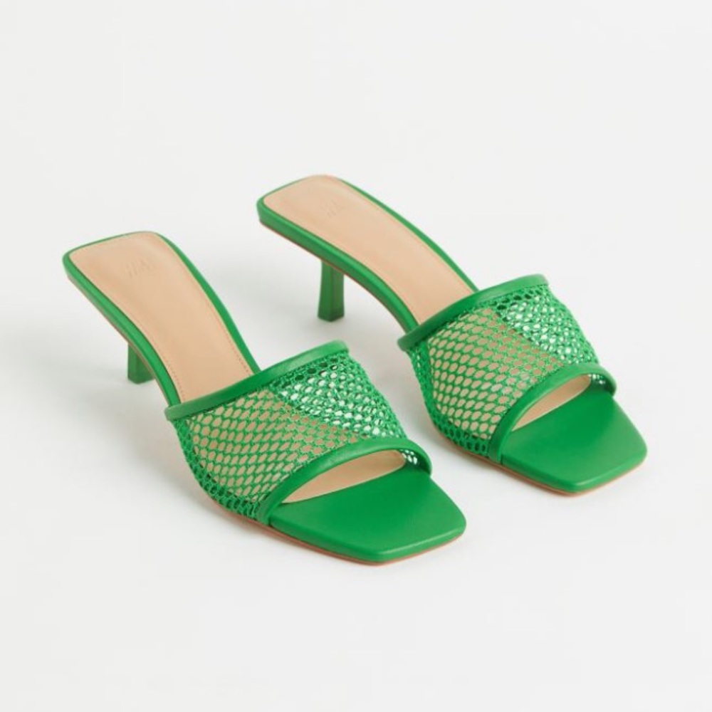 H&M green mesh slip on sandals NWT